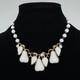 Vintage Alfred Philippe Crown Trifari Milk Glass Pear Necklace
