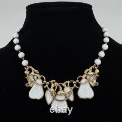 Vintage Alfred Philippe Crown Trifari Milk Glass Pear Necklace
