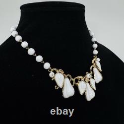 Vintage Alfred Philippe Crown Trifari Milk Glass Pear Necklace