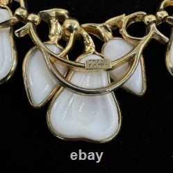 Vintage Alfred Philippe Crown Trifari Milk Glass Pear Necklace