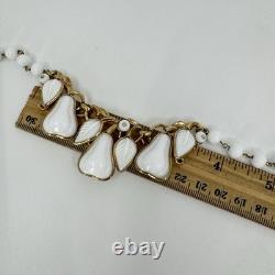 Vintage Alfred Philippe Crown Trifari Milk Glass Pear Necklace