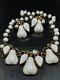 Vintage Alfred Philippe Crown Trifari Milk Glass Pear Necklace Clip Earrings Set