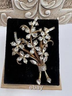 Vintage Alfred Philippe Crown Trifari Pat Pend Flower Brooch Earrings Cluster