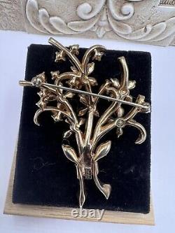 Vintage Alfred Philippe Crown Trifari Pat Pend Flower Brooch Earrings Cluster