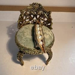 Vintage Alfred Philippe Crown Trifari Sign Pea Pod Rhinesatone Pearl Brooch Pin