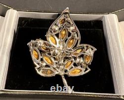 Vintage Alfred Philippe Crown Trifari Silver Tone Fruit Salad Pearl Leaf Brooch