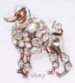 Vintage Alfred Philippe Crown Trifari Sterling Silver Jeweled Poodle Brooch