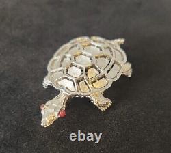 Vintage Alfred Philippe Crown Trifari Turtle Brooch Red Poured Glass eyes