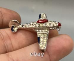 Vintage Alfred Philippe Crown Trifari WWII Fighter Airplane Brooch