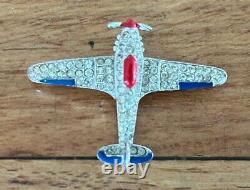 Vintage Alfred Philippe Crown Trifari WWII Fighter Airplane Brooch VGUC