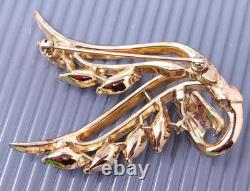 Vintage Alfred Philippe Crown Trifari White Rhinestone Gold tone Brooch