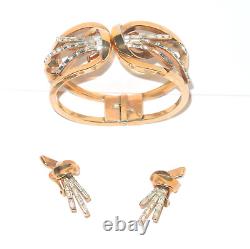Vintage Alfred Philippe Signed Crown Trifari PAT PEND Meteor Demi Parure 1949