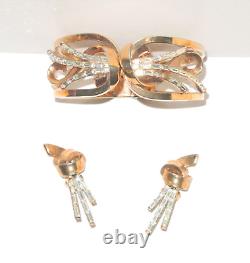 Vintage Alfred Philippe Signed Crown Trifari PAT PEND Meteor Demi Parure 1949