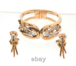 Vintage Alfred Philippe Signed Crown Trifari PAT PEND Meteor Demi Parure 1949
