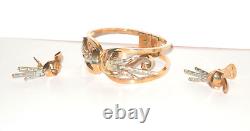 Vintage Alfred Philippe Signed Crown Trifari PAT PEND Meteor Demi Parure 1949