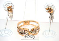 Vintage Alfred Philippe Signed Crown Trifari PAT PEND Meteor Demi Parure 1949