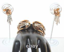 Vintage Alfred Philippe Signed Crown Trifari PAT PEND Meteor Demi Parure 1949