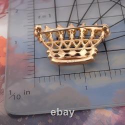 Vintage Alfred Philippe Simulated Pearl Rhinestone Coronation Crown Pin Brooch
