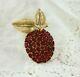 Vintage Alfred Philippe TRIFARI Gold Swinging RED Rhinestone Apple Pin Brooch