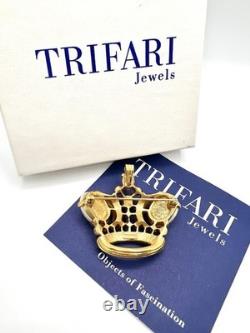 Vintage Alfred Philippe TRIFARI Jeweled RS Jelly Belly Crown Coronation Brooch