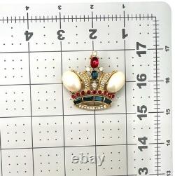 Vintage Alfred Philippe TRIFARI Jeweled RS Jelly Belly Crown Coronation Brooch