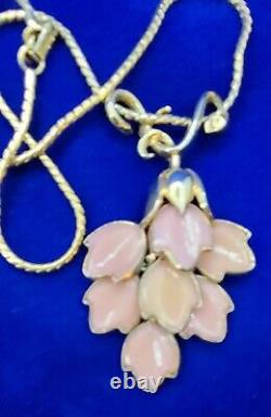 Vintage Alfred Philippe TRIFARI Pat. Pend. Molded Glass Floral Tulip 16 Choker