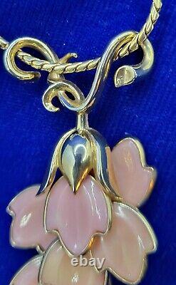Vintage Alfred Philippe TRIFARI Pat. Pend. Molded Glass Floral Tulip 16 Choker