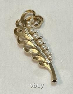 Vintage Alfred Philippe TRIFARI Royal Replica WALES FEATHER Brooch 2.75 (L)