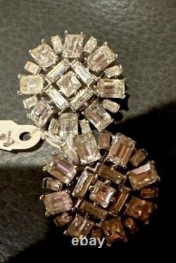 Vintage Alfred Philippe Trifari Clip On Earrings Rhinestones Silver Tone RARE