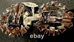 Vintage Alfred Philippe Trifari Clip On Earrings Rhinestones Silver Tone RARE