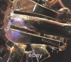 Vintage Alfred Philippe Trifari Clip On Earrings Rhinestones Silver Tone RARE