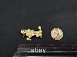 Vintage Alfred Philippe Trifari Faux Pearl Rhinestone Poodle Pat Pend Brooch