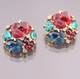 Vintage Alfred Philippe Trifari Fruit Salad Tutti Frutti Blue Red Green Earrings