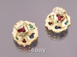 Vintage Alfred Philippe Trifari Fruit Salad Tutti Frutti Blue Red Green Earrings