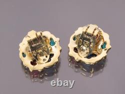 Vintage Alfred Philippe Trifari Fruit Salad Tutti Frutti Blue Red Green Earrings
