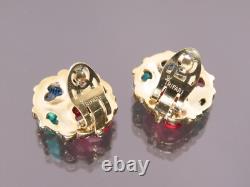 Vintage Alfred Philippe Trifari Fruit Salad Tutti Frutti Blue Red Green Earrings