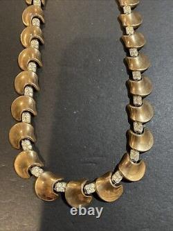 Vintage Alfred Philippe Trifari Gold Tone Rhinestone Choker Necklace