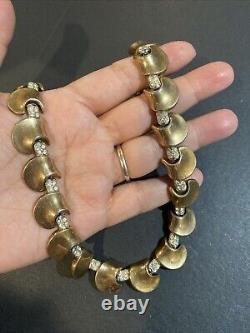 Vintage Alfred Philippe Trifari Gold Tone Rhinestone Choker Necklace