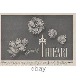 Vintage Alfred Philippe Trifari Radiance Rhinestone Thistle Flower Brooches 1950