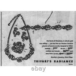 Vintage Alfred Philippe Trifari Radiance Rhinestone Thistle Flower Brooches 1950