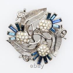Vintage Alfred Philippe Trifari Radiance Rhinestone Thistle Flower Brooches 1950
