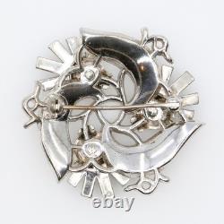 Vintage Alfred Philippe Trifari Radiance Rhinestone Thistle Flower Brooches 1950