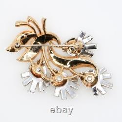 Vintage Alfred Philippe Trifari Radiance Rhinestone Thistle Flower Brooches 1950