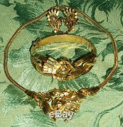 Vintage Alfred Philippe Trifari Scottish Thistle Necklace/bracelet/earrings Set