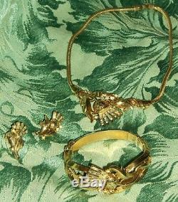 Vintage Alfred Philippe Trifari Scottish Thistle Necklace/bracelet/earrings Set