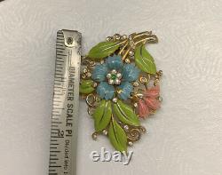 Vintage Alfred Philippe Trifari enamel floral fur pin