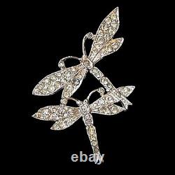 Vintage Alfred Philippe crown Trifari Brooch Pin Rhodium Plated Dragonfly