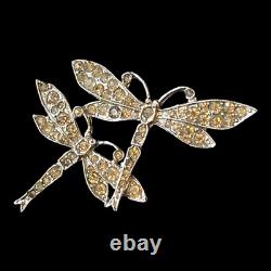 Vintage Alfred Philippe crown Trifari Brooch Pin Rhodium Plated Dragonfly