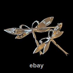 Vintage Alfred Philippe crown Trifari Brooch Pin Rhodium Plated Dragonfly