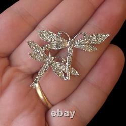 Vintage Alfred Philippe crown Trifari Brooch Pin Rhodium Plated Dragonfly